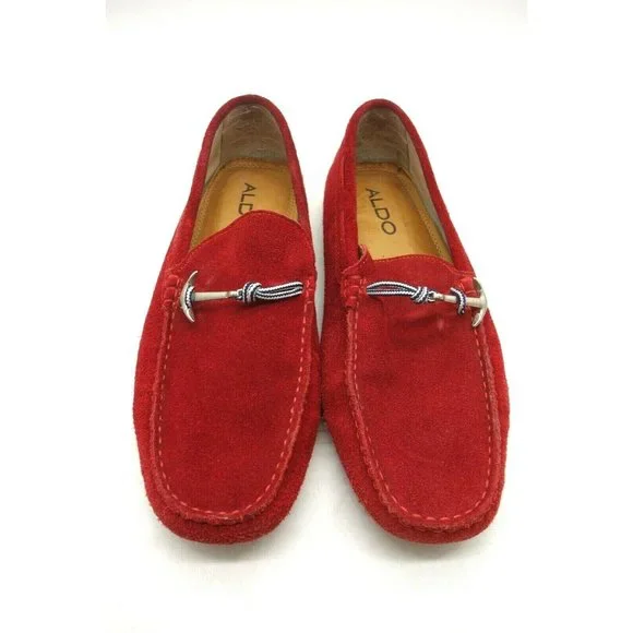 Aldo | Shoes | Aldo Red Suede Leather Anchor Slip On Deck  display picture 3